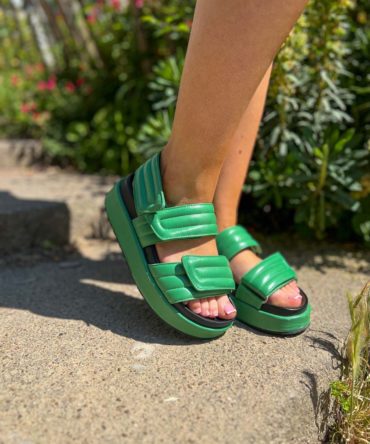 Sandales Dries Van Noten en cuir vert